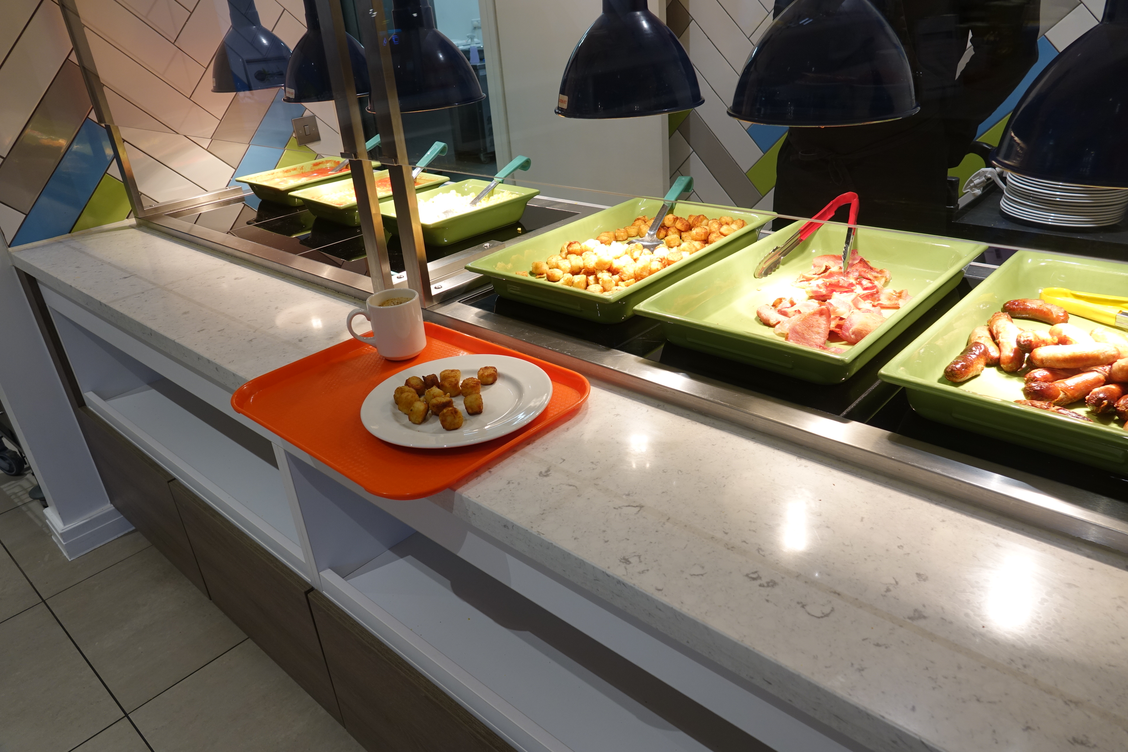 food on a tray in a restaurant