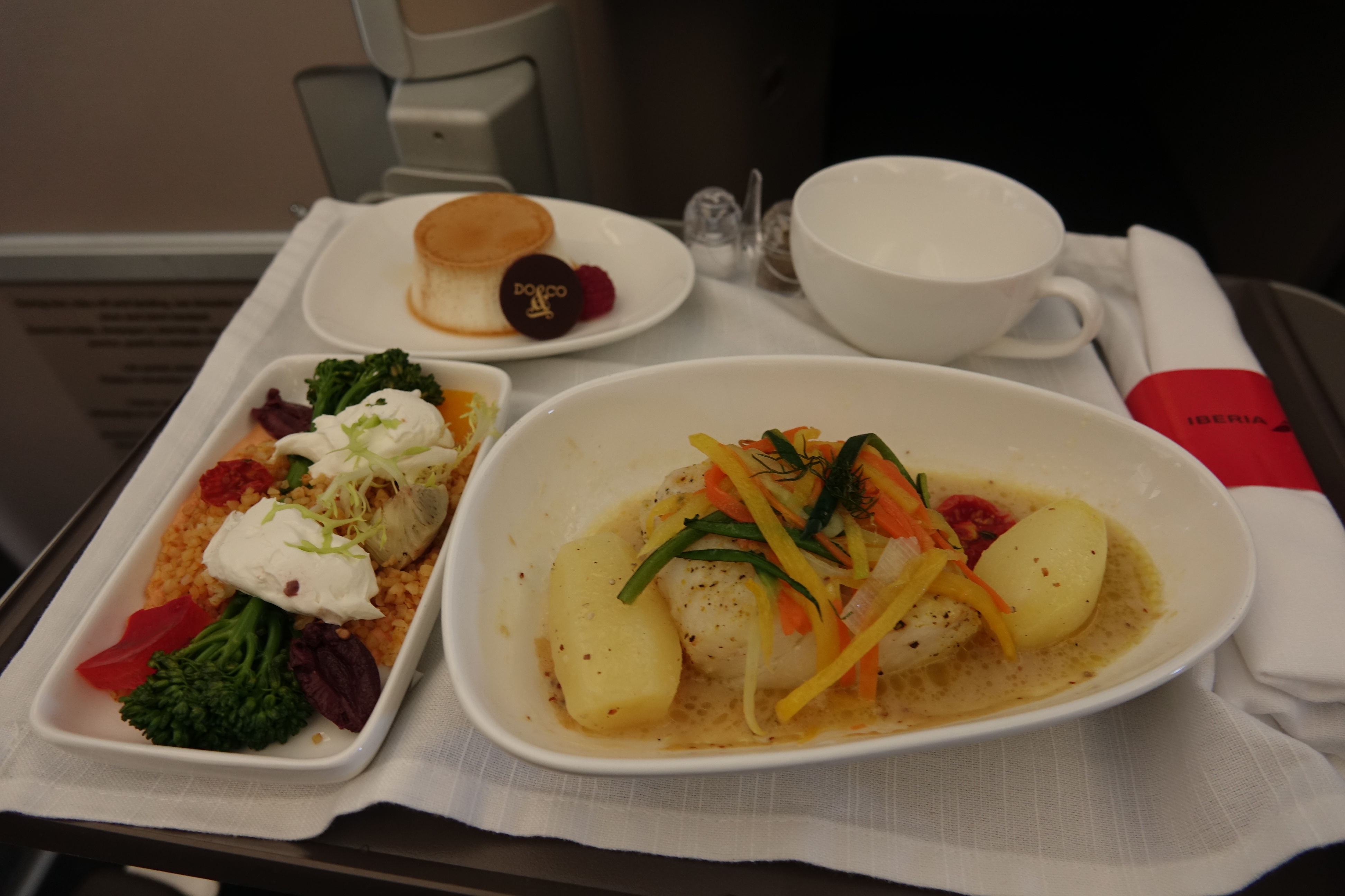 a plate of food on a tray