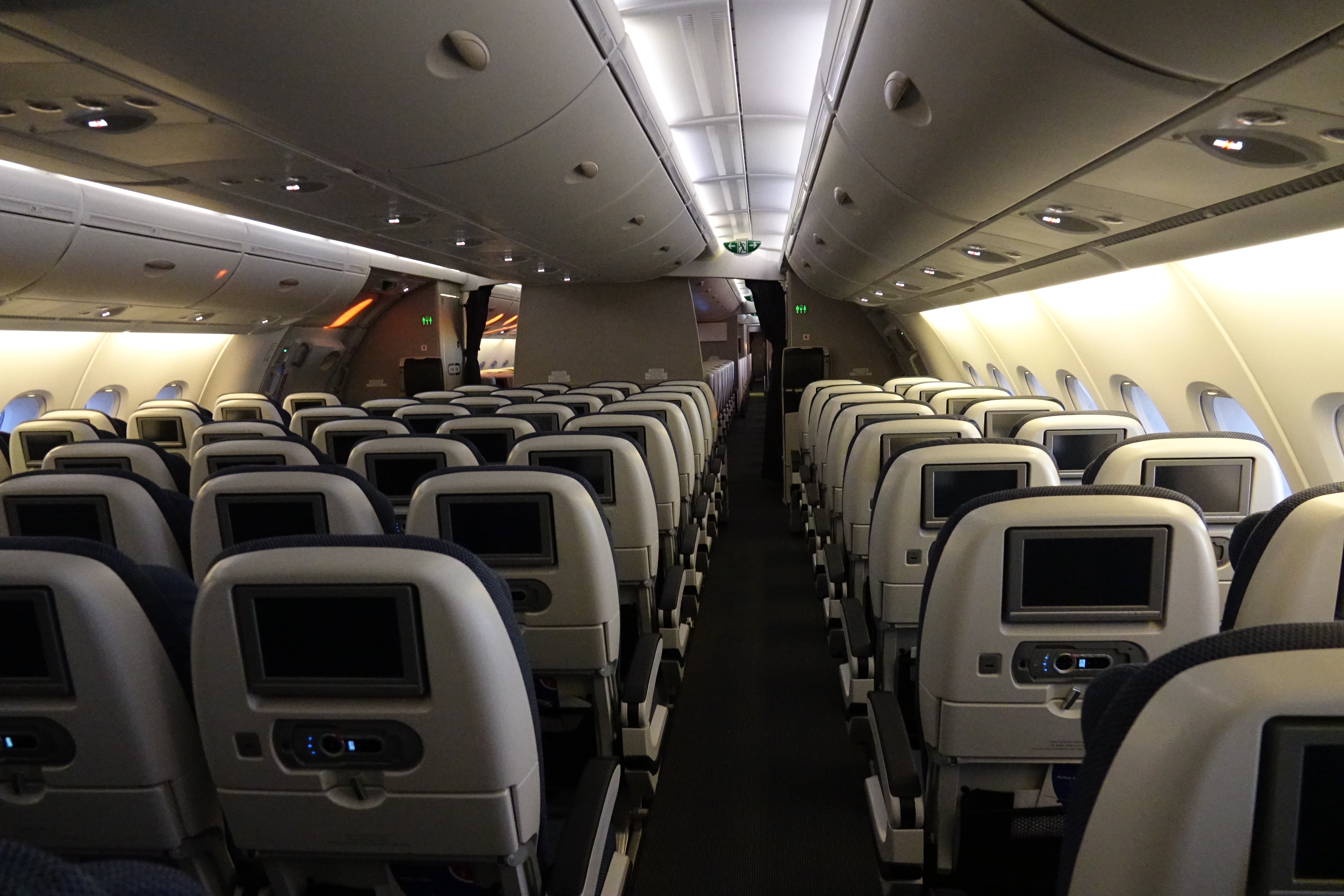 an airplane with rows of seats