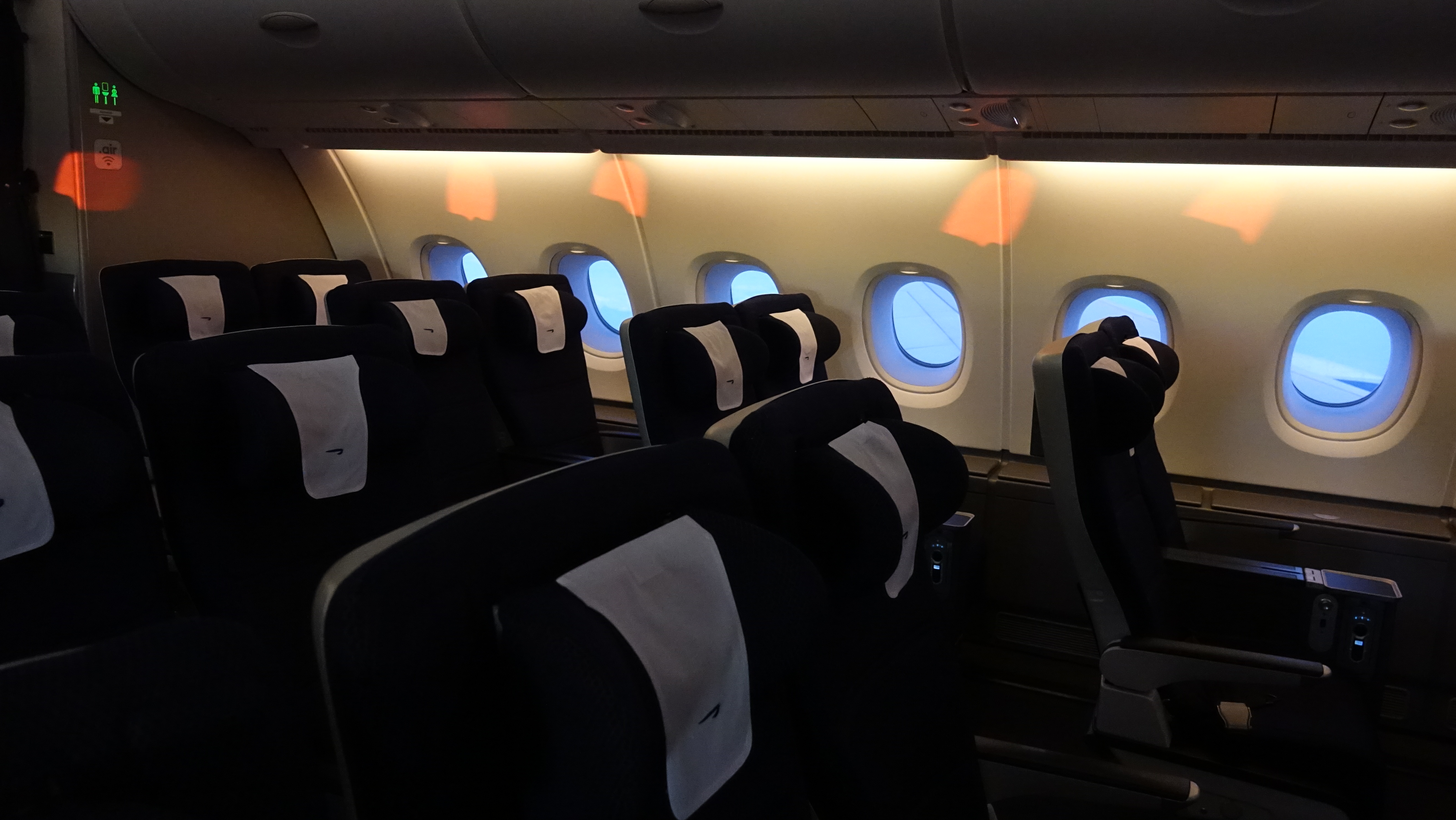 a row of seats in an airplane