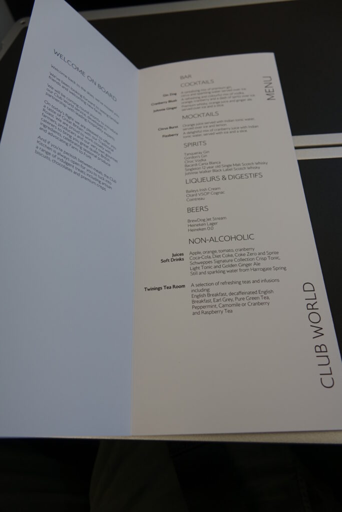 a menu with text on it