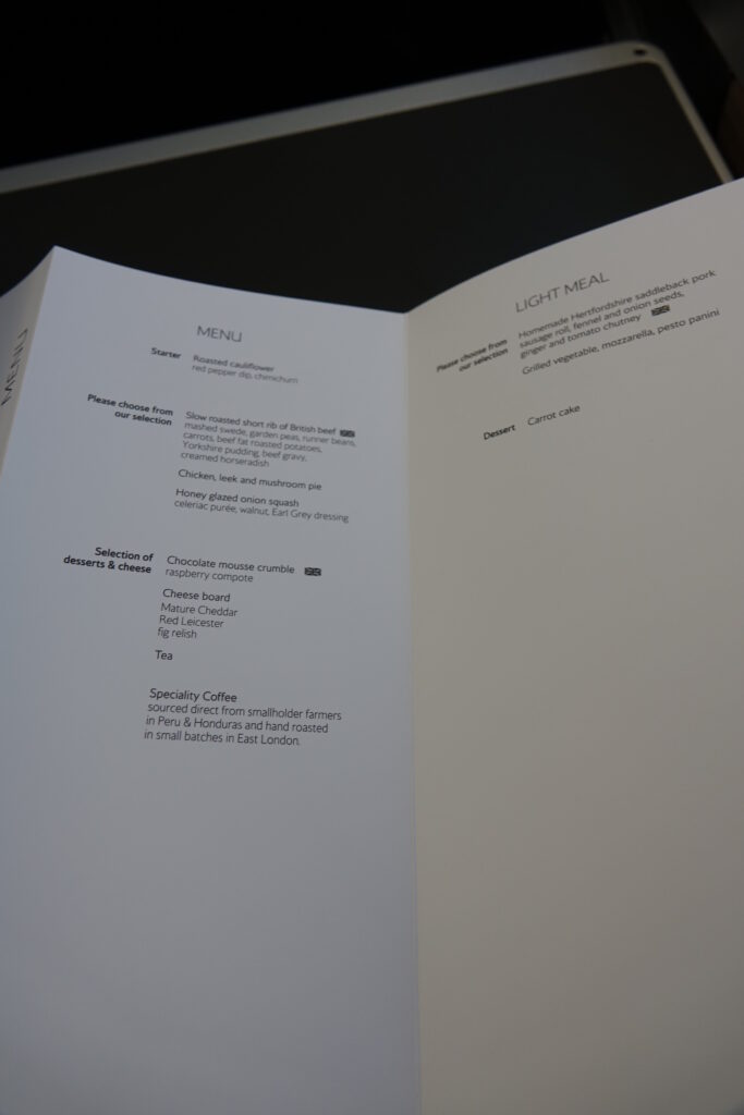 a menu open on a black surface