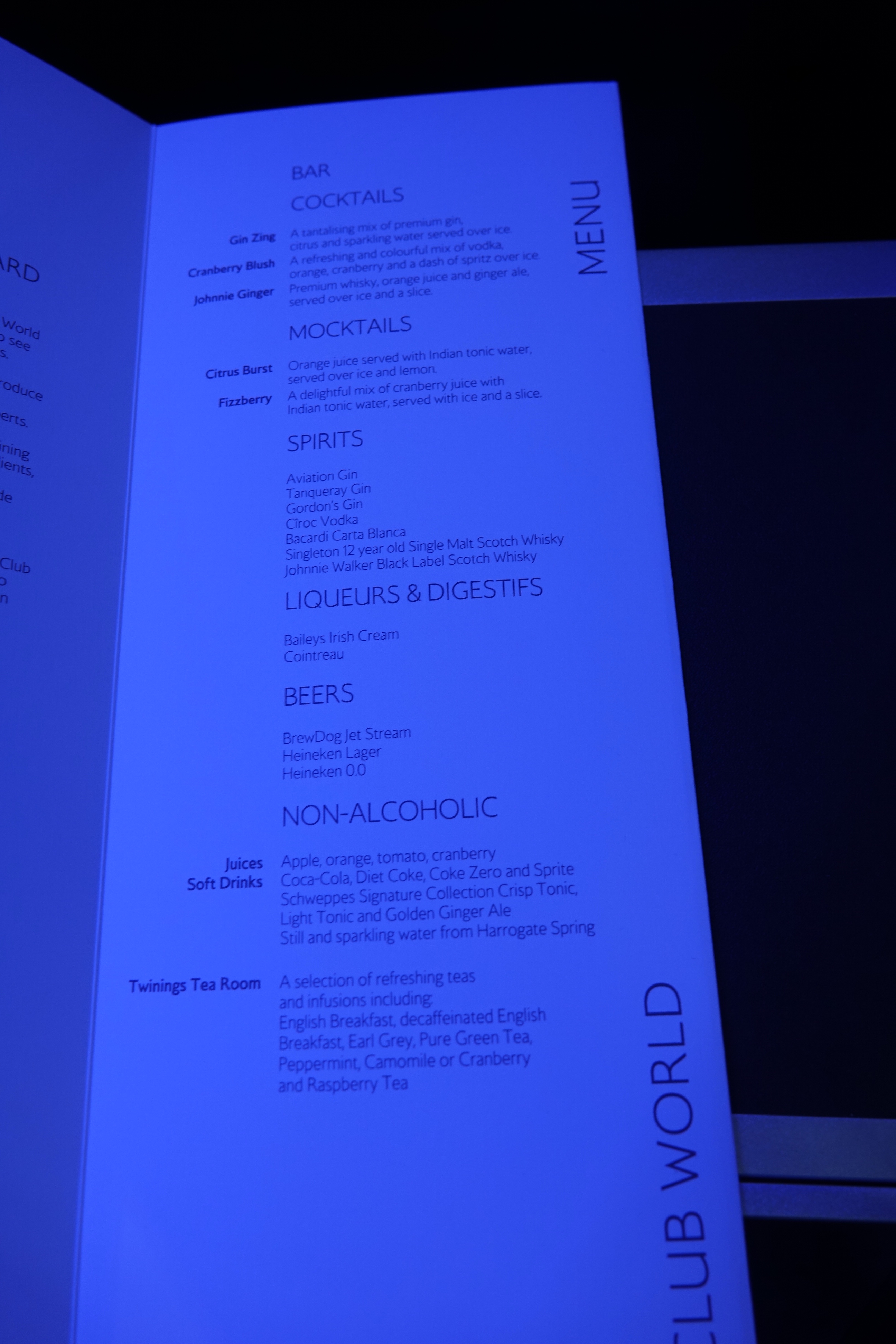 a menu with text on it