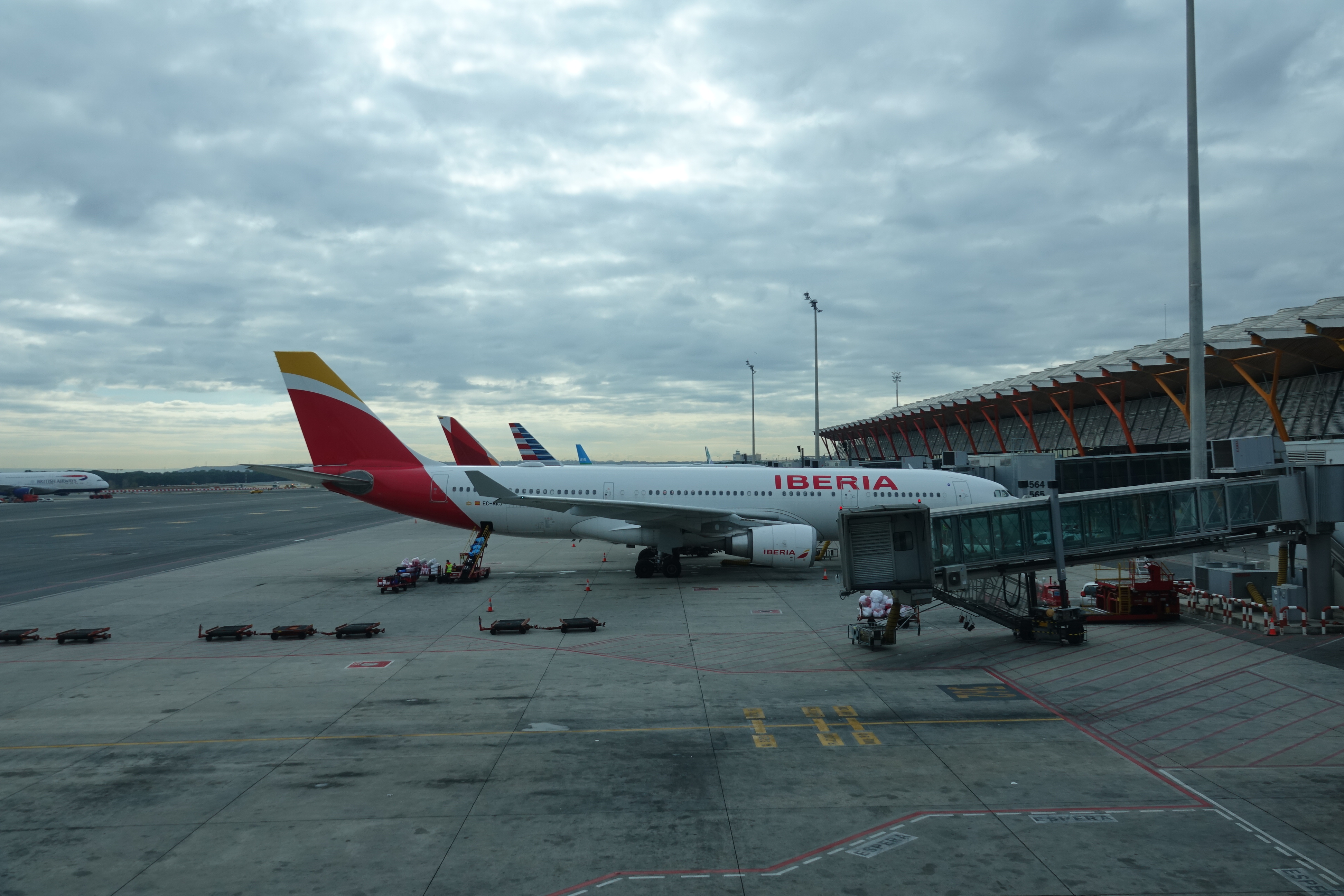 a group of airplanes parked at an airport