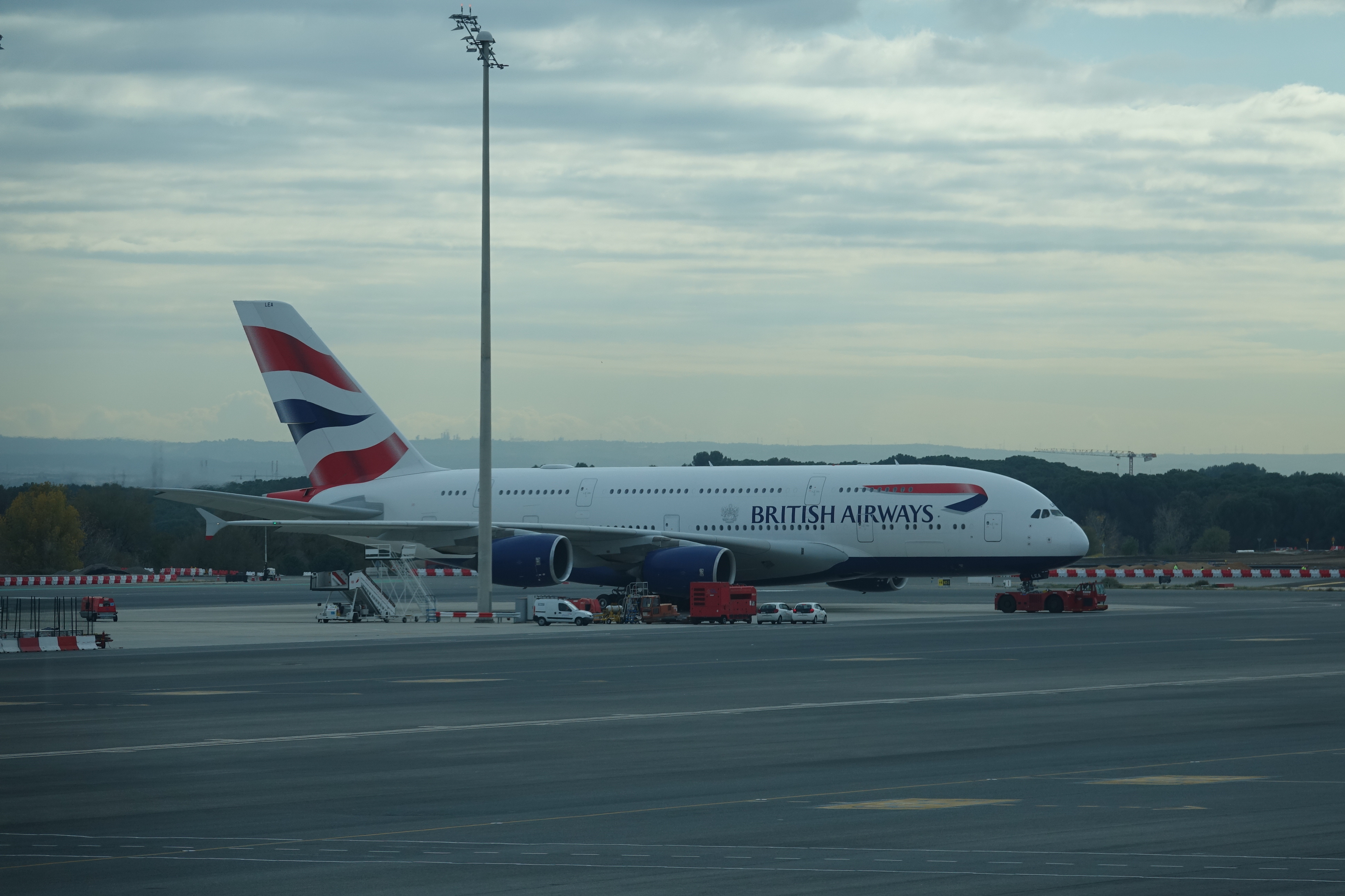 a plane on the runway