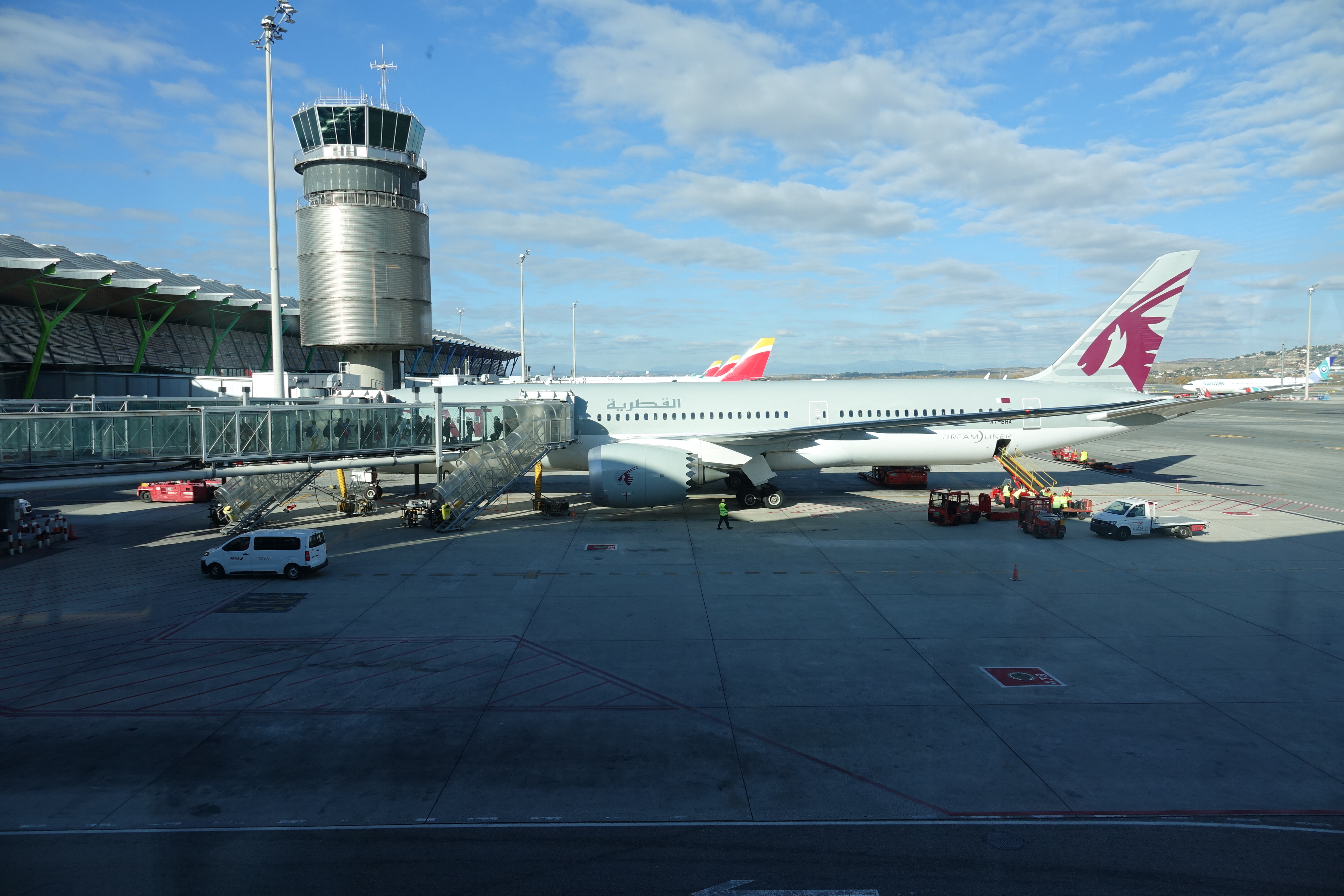 a plane on the runway