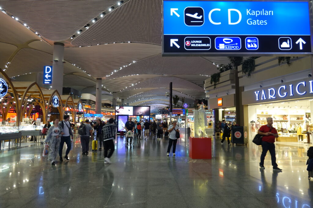 a group of people in a terminal