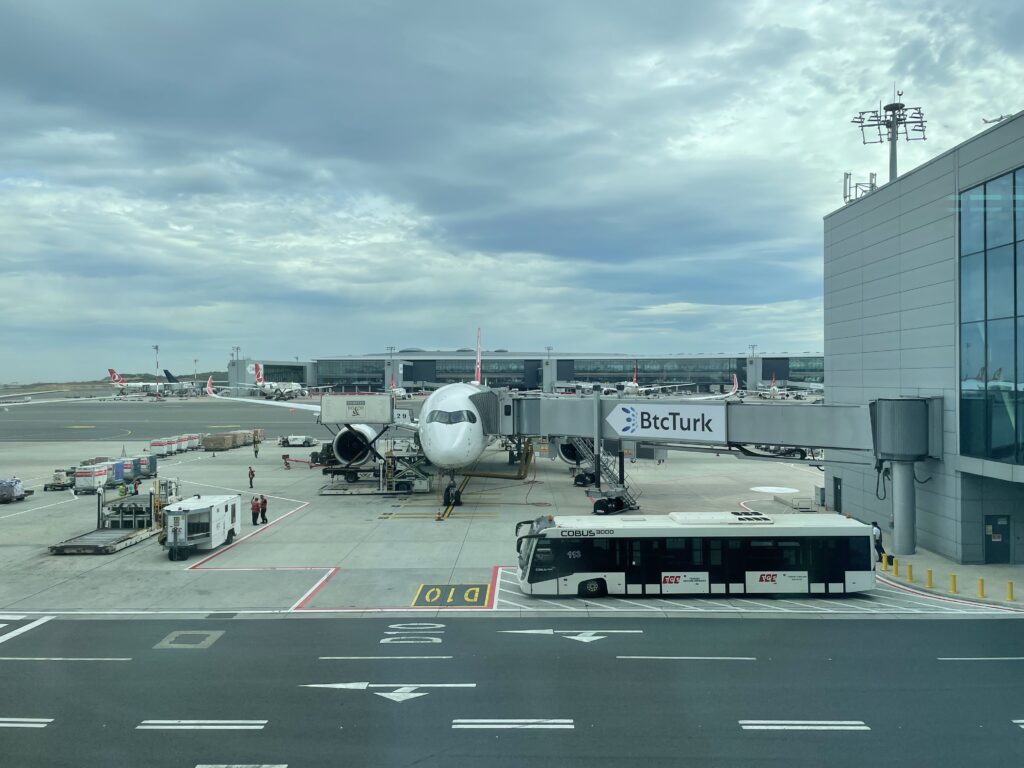 a plane parked at an airport