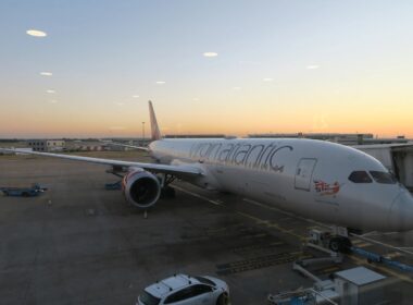 a large airplane parked at an airport