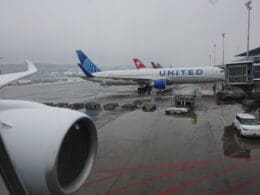 a plane parked at an airport