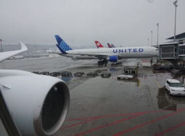 a plane parked at an airport