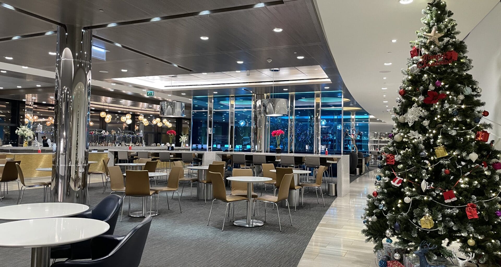 a christmas tree in a room