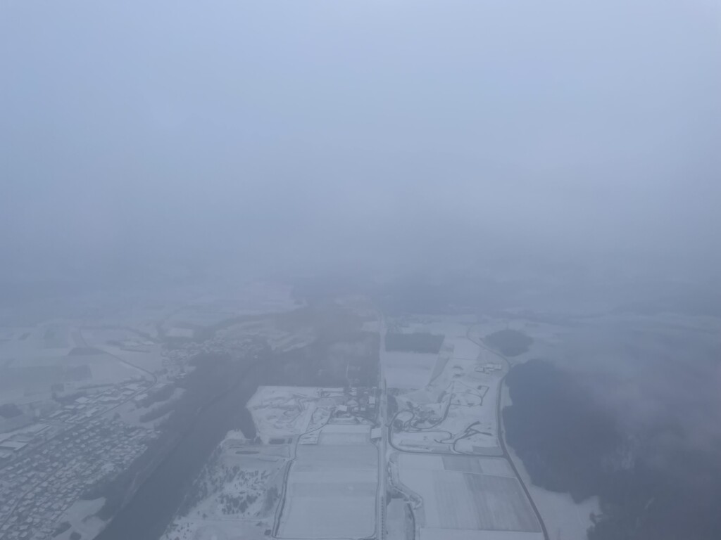 aerial view of a snowy landscape