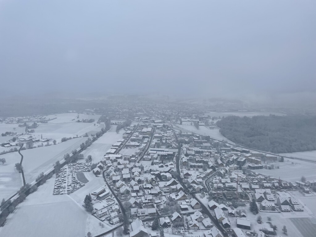 a city in the snow