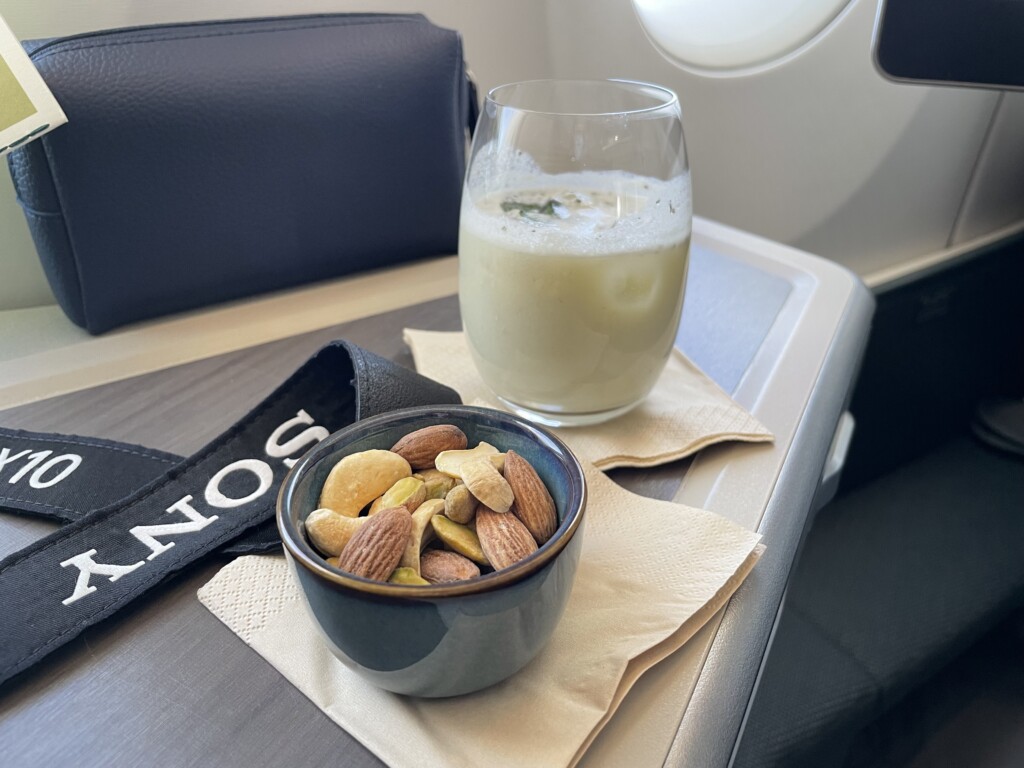 Cathay Pacific A350 Business Class Cathay Delight and Hot Nuts