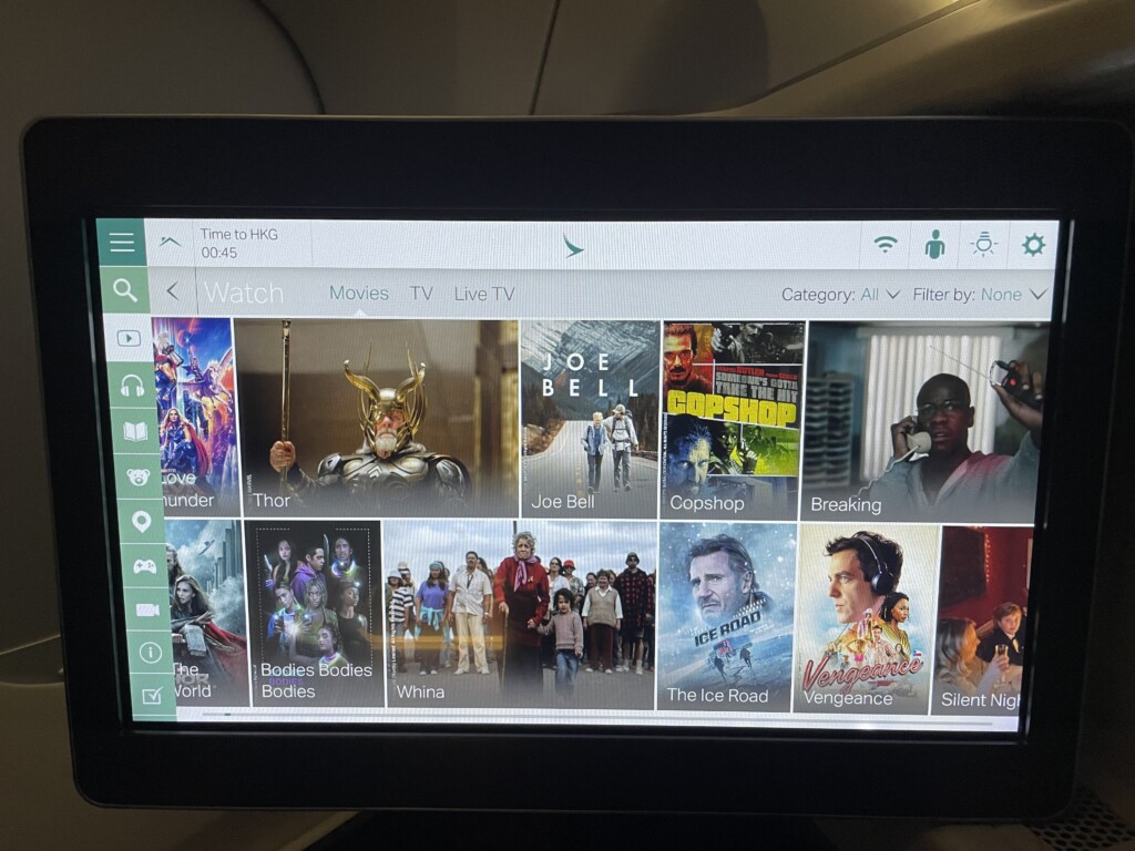 Cathay Pacific A350 Business Class Entertainment System