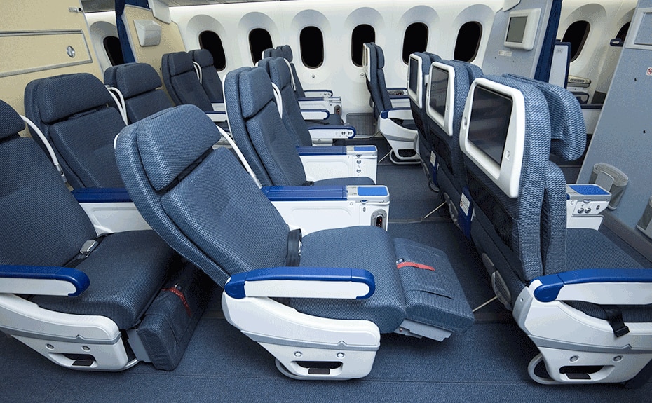 a row of seats in an airplane