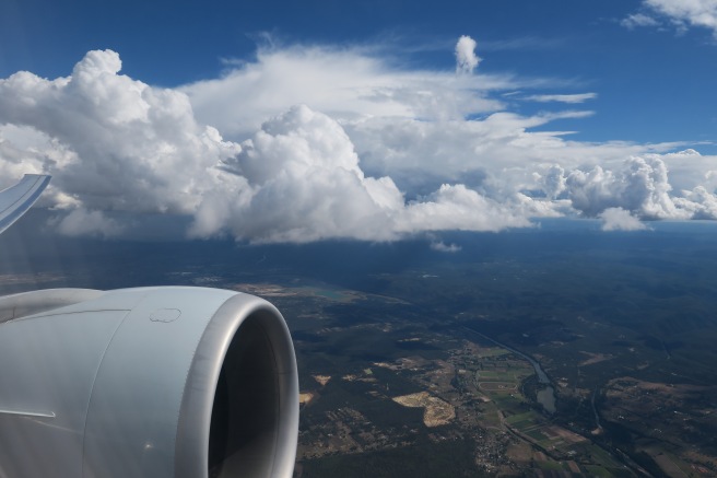 a view of a landscape from an airplane