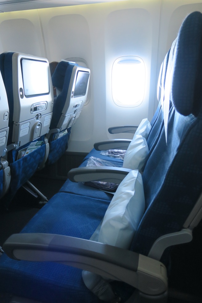 a row of seats in an airplane