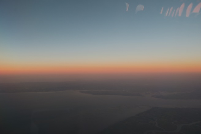 a view of a body of water from an airplane