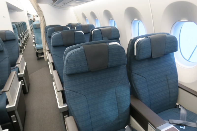 a row of seats in an airplane