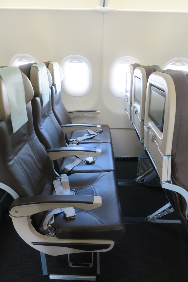 a row of seats in an airplane