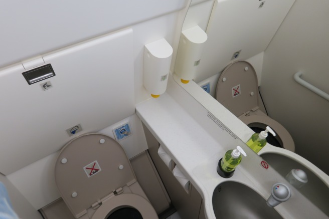 a sink and toilet in a plane