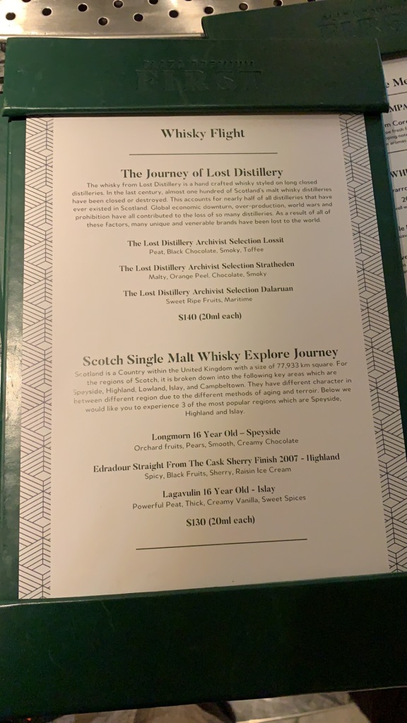 a menu of a distillery