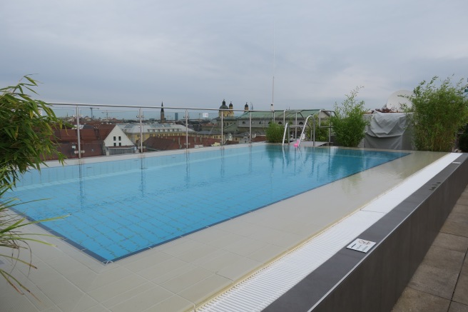 a pool on a roof