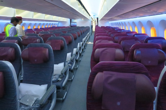 rows of seats in an airplane