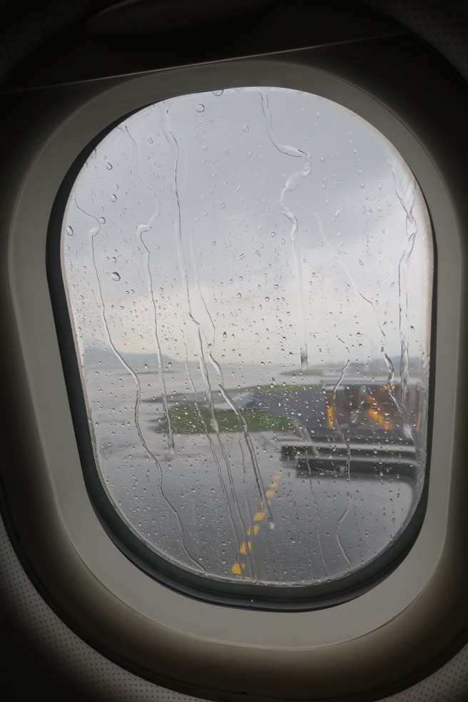 a window with rain drops on it