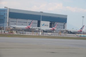 airplanes in a hangar