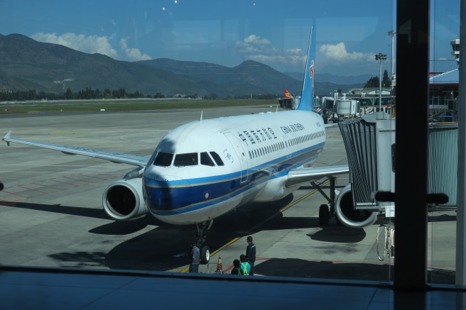 a plane on the runway