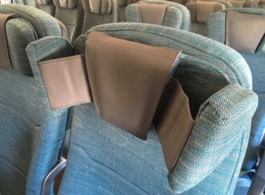 a seat with a pocket attached to it