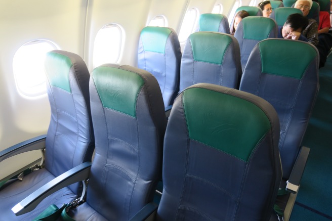 a row of seats on an airplane