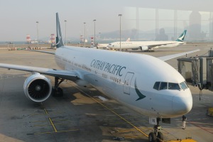 a large white airplane at an airport