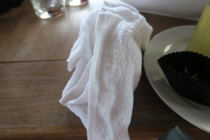 a white towel on a table