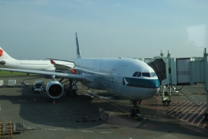 a large white airplane at an airport