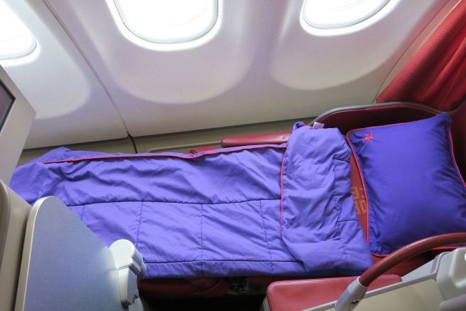 a bed on an airplane