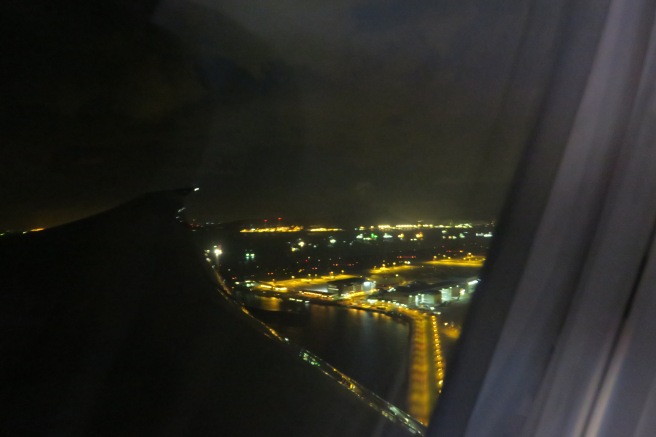 a view of a city from a plane window