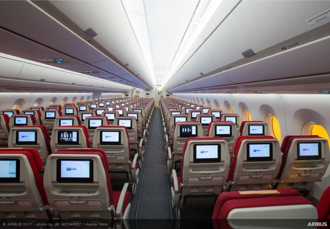 rows of seats in an airplane