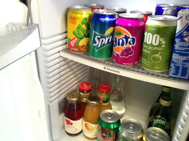 a refrigerator full of beverages