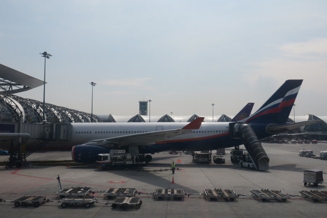 an airplane parked at an airport