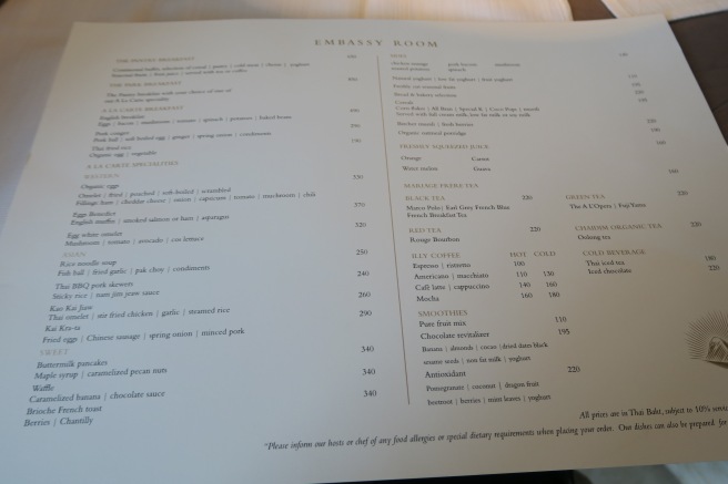 a menu of a restaurant