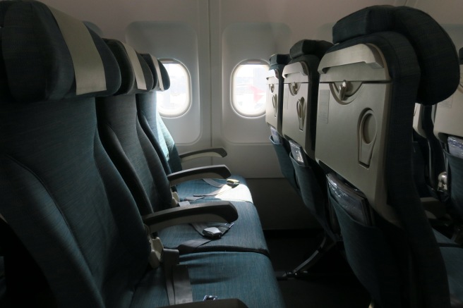 a row of seats in an airplane