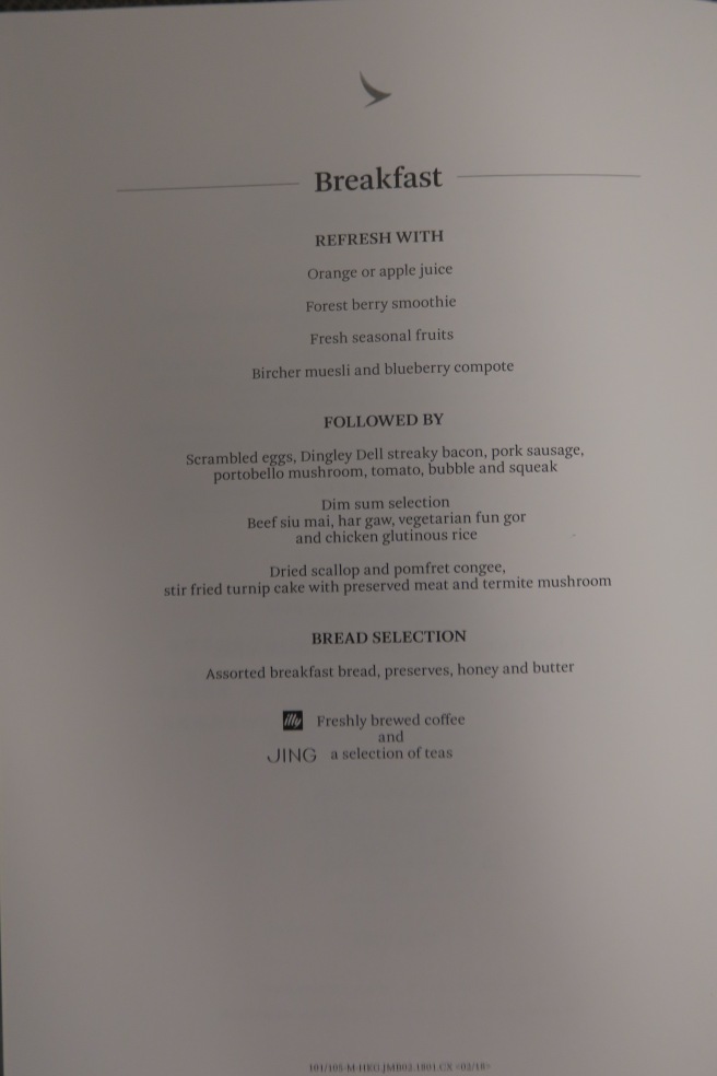 a menu of a breakfast