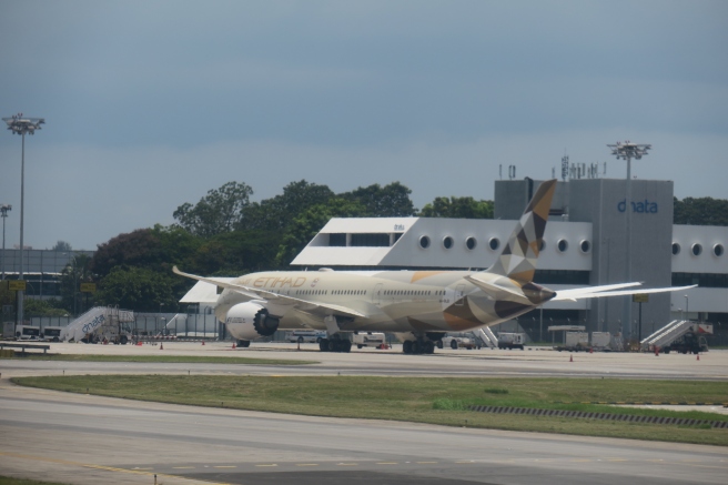 a plane on the runway