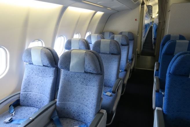 a row of seats on an airplane