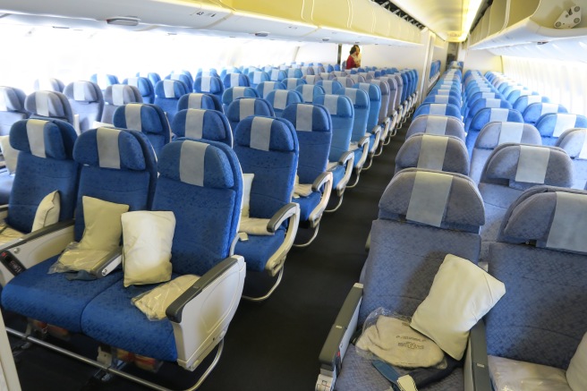 a row of seats in an airplane