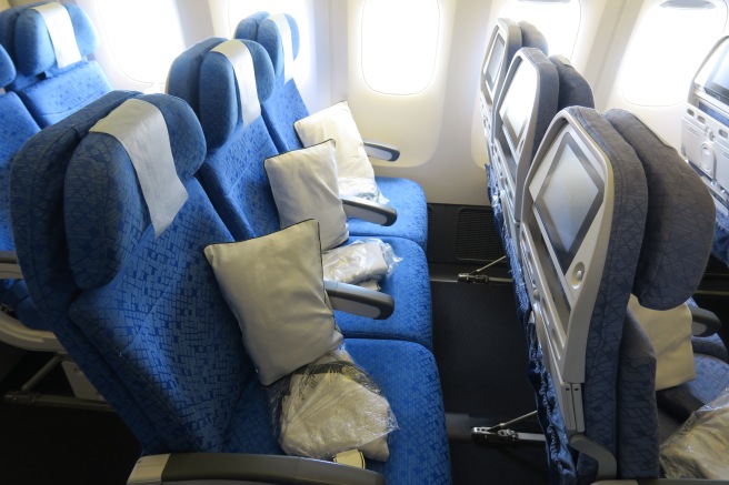 a row of seats in an airplane